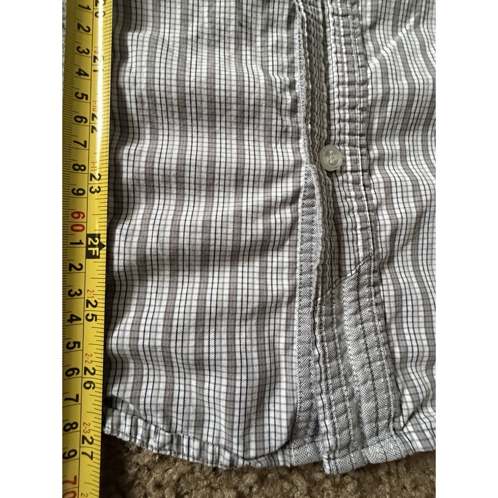 Armani Exchange Short Sleeve Button Up Shirt White Gray Check Pocket Medium JBHS - Picture 6 of 10